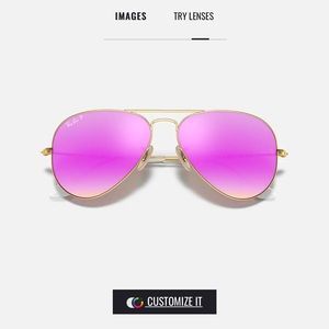 Ray-Ban Pink Aviator Flash Lens Sunglasses